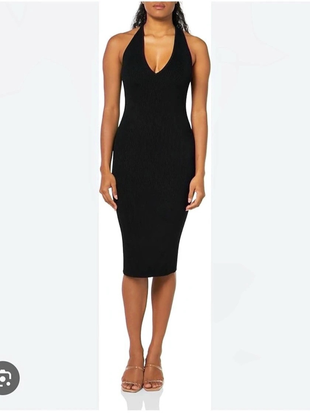 Club Monaco Black Ribbed Midi Dress Size Medium Like New